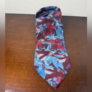 Miles Davis 1990s Geometric Colorful 100% Silk Necktie Made In USA Artsy Museum